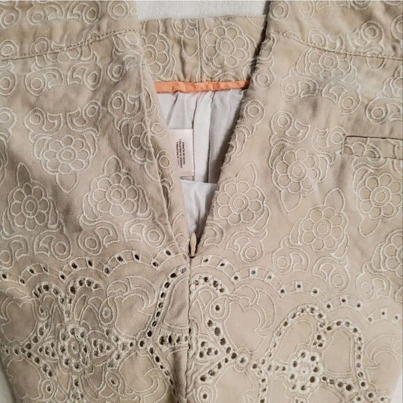 Anthropologie Elevenses Linen Blend Embroidered Shorts Size 6 - Picture 6 of 13